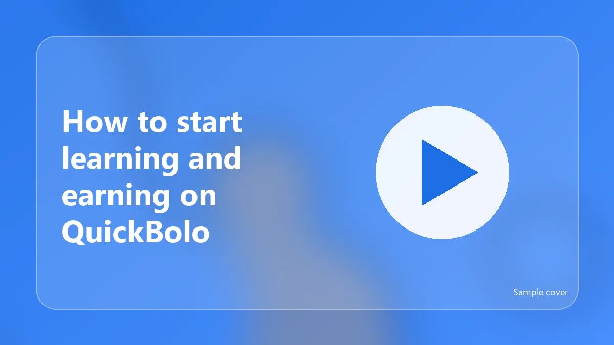 How to start learning and earning on QuickBolo